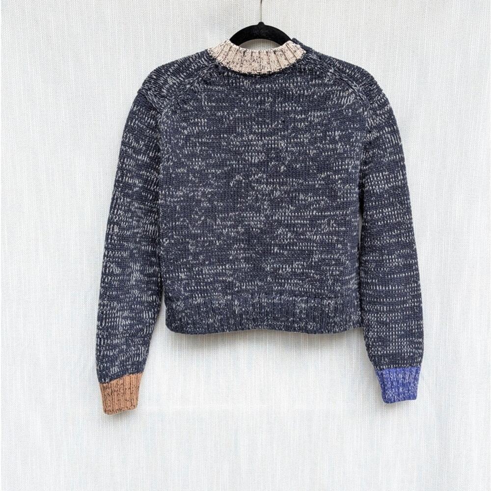 COS Contrast-Knit Jumper Womens M Dark Gray Wool Blend Long Sleeve Crewneck - Picture 3 of 8